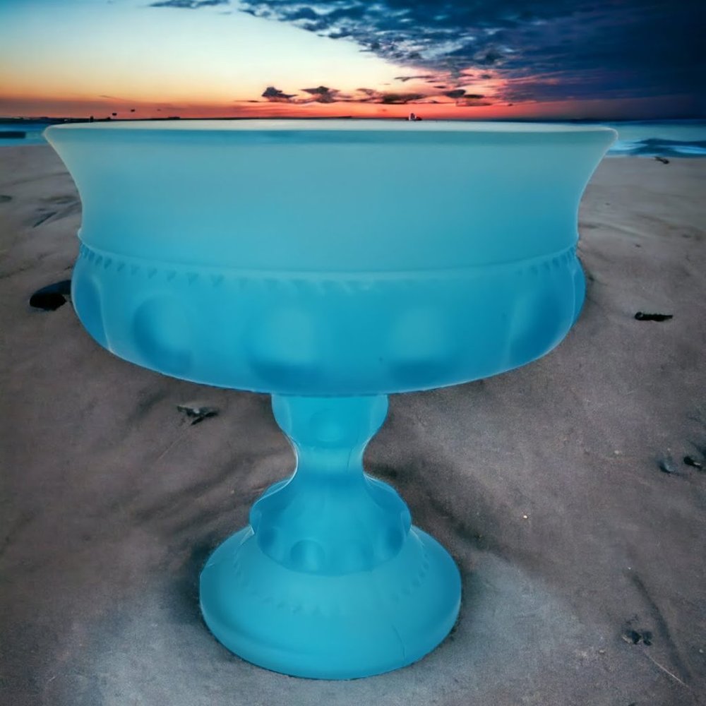 Vintage Blue Indiana Frosted Glass Kings Crown